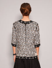Women's Vintage Sequin Top in Black and White | Stuart Trevor