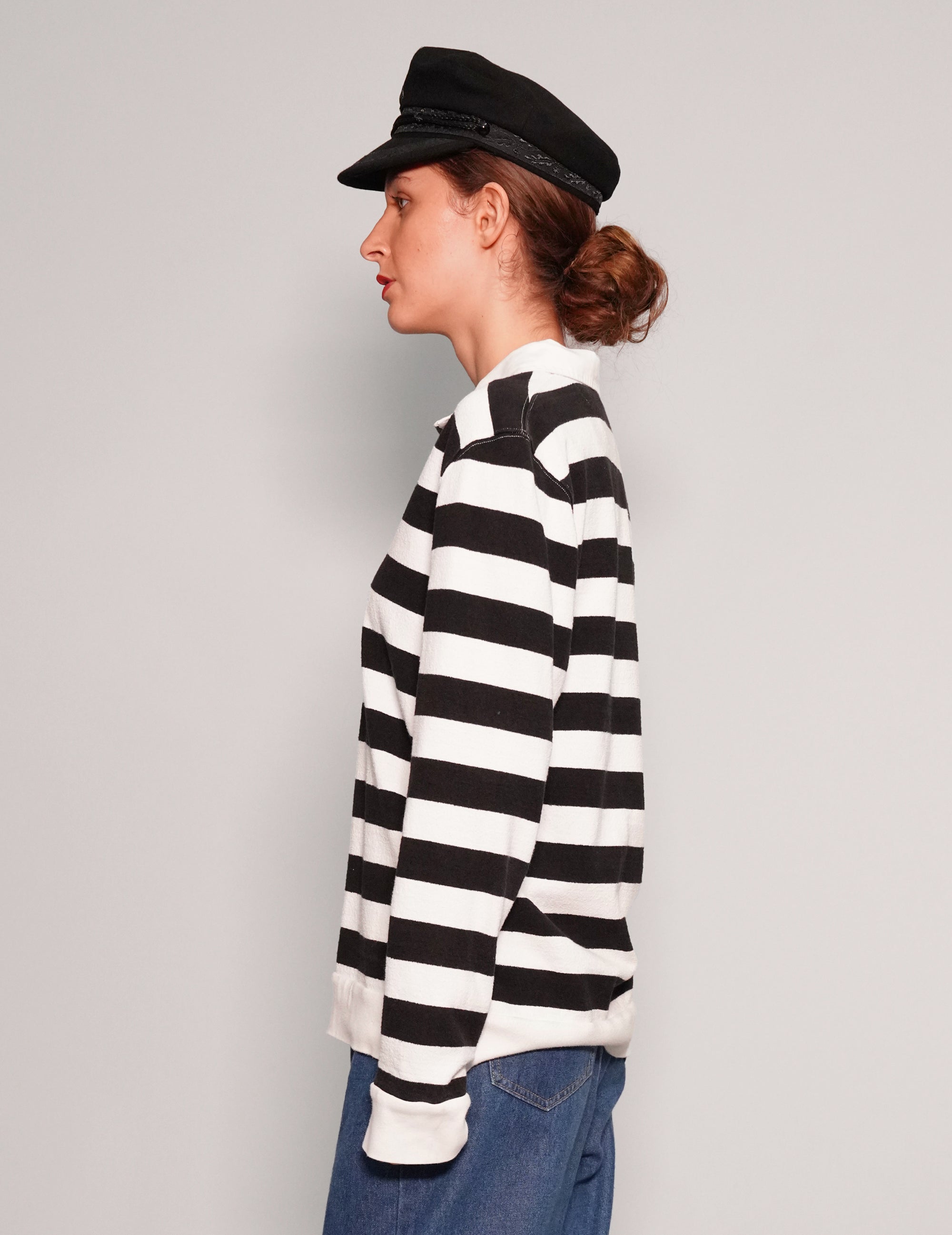 Women's Vintage Rugby Shirt with Black and White Stripes | Stuart Trevor