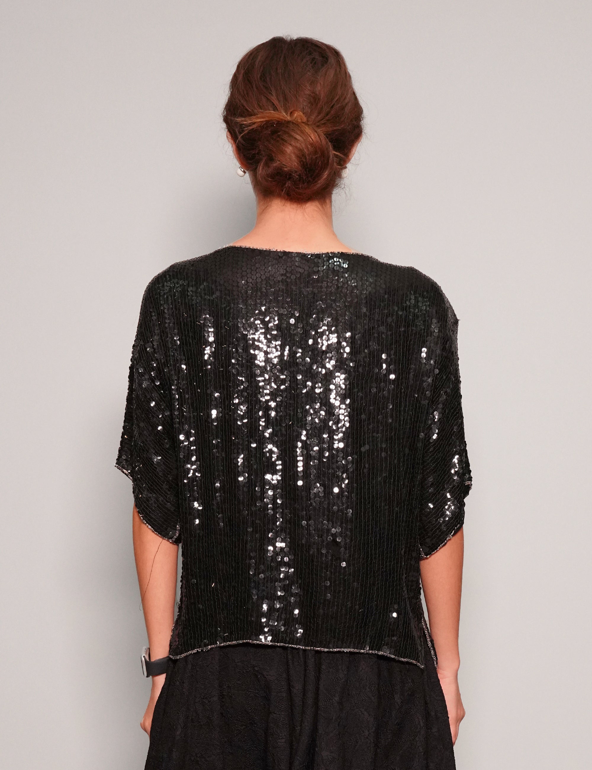Women's Vintage Black Sequin Top | Stuart Trevor
