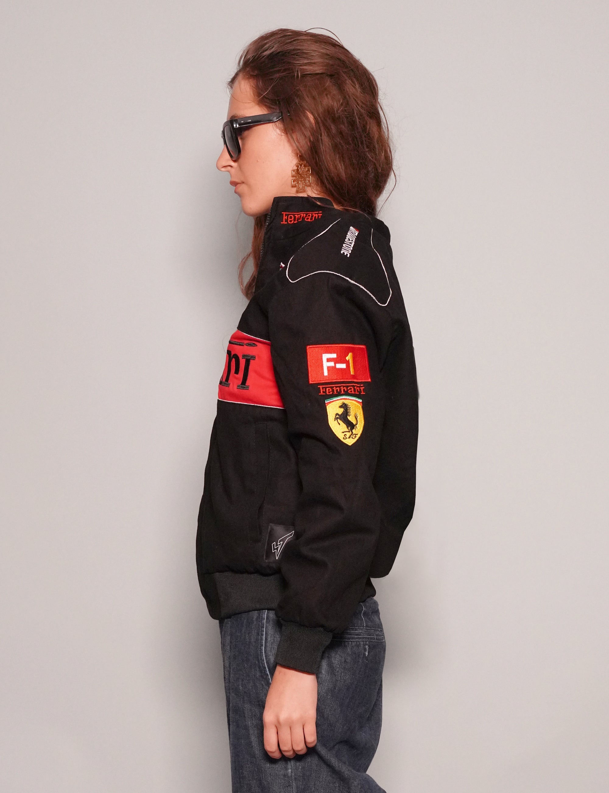 Women's Vintage Ferrari Racing Jacket in Black | Stuart Trevor