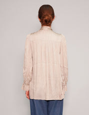 Women's Vintage Tie Neck Blouse in Beige | Stuart Trevor