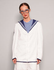 Women's Vintage Royal Navy Sailor Shirt in White | Stuart Trevor