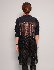 Women's Vintage Black Dress Shirt with Black Sequin Sheer Back | Stuart Trevor