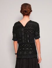 Women's Vintage Sequin Beaded Top in Black | Stuart Trevor