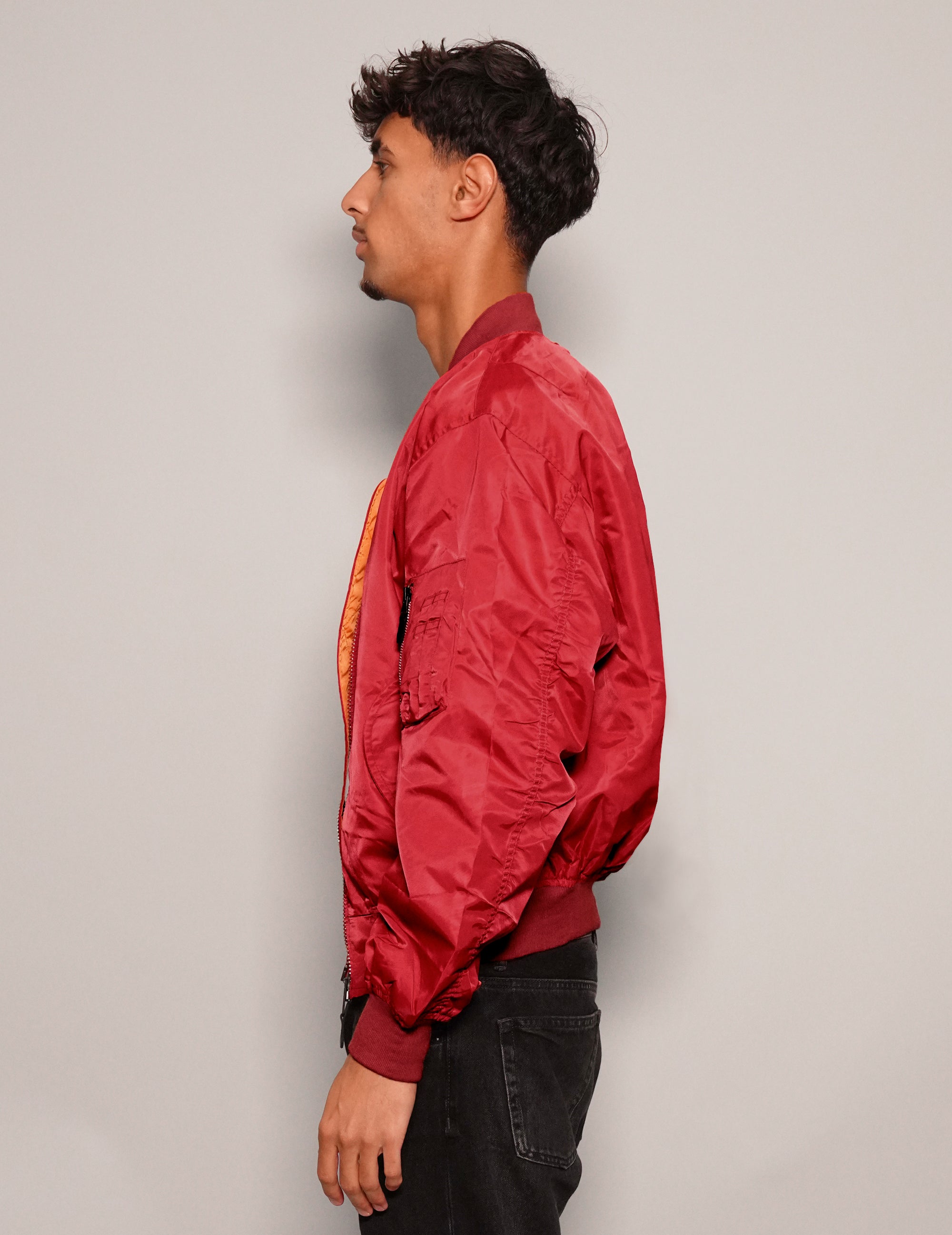 Men's Vintage Lightweight Bomber Jacket in Red | Stuart Trevor