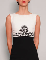 Women's Vintage Two-Tone Maxi Sequin Dress in Black & White | Stuart Trevor