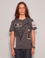 Women's Grey Graphic T-Shirt with David Bowie Patches | Stuart Trevor