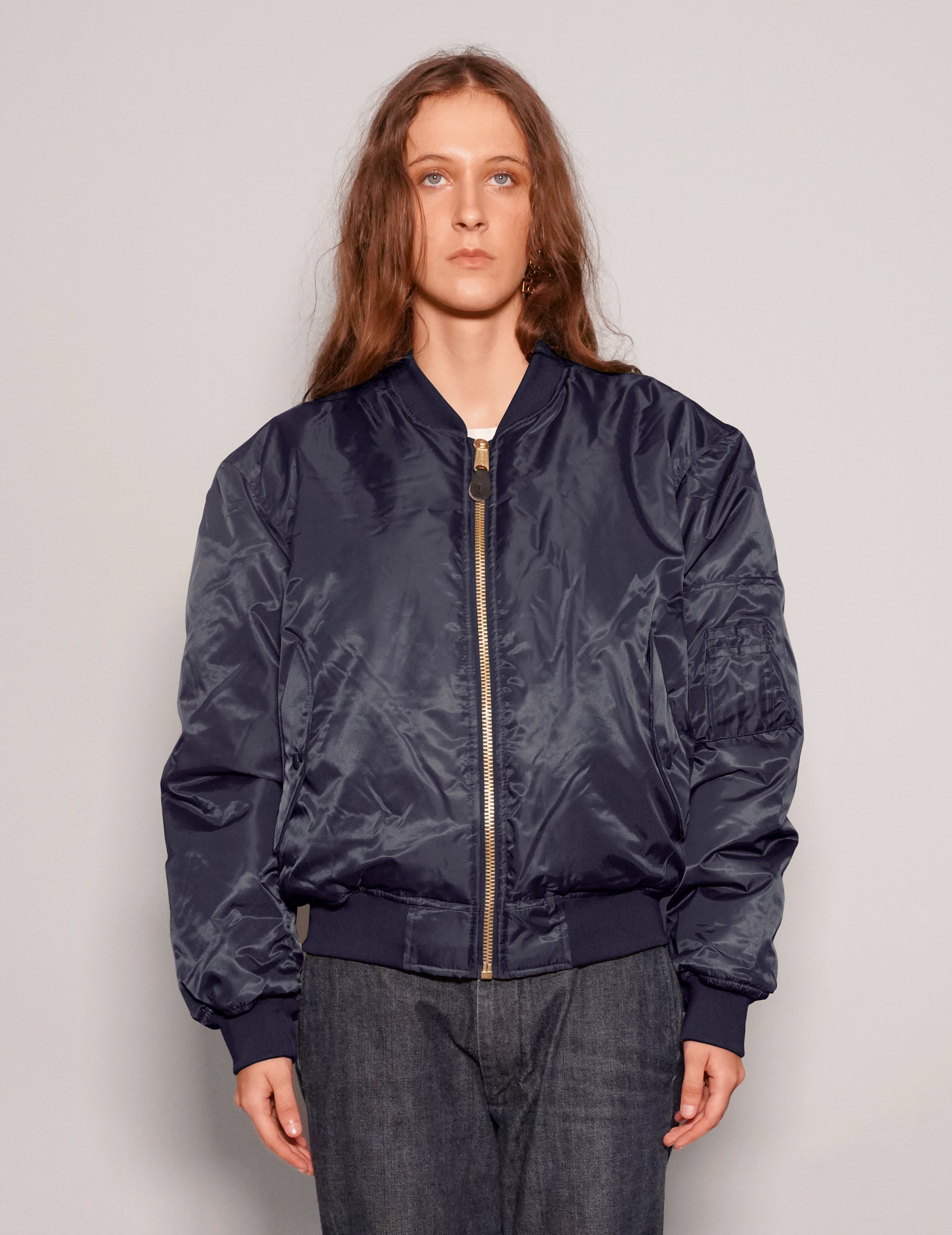 Women's MA-1 Bomber Jacket in Navy Blue | Stuart Trevor