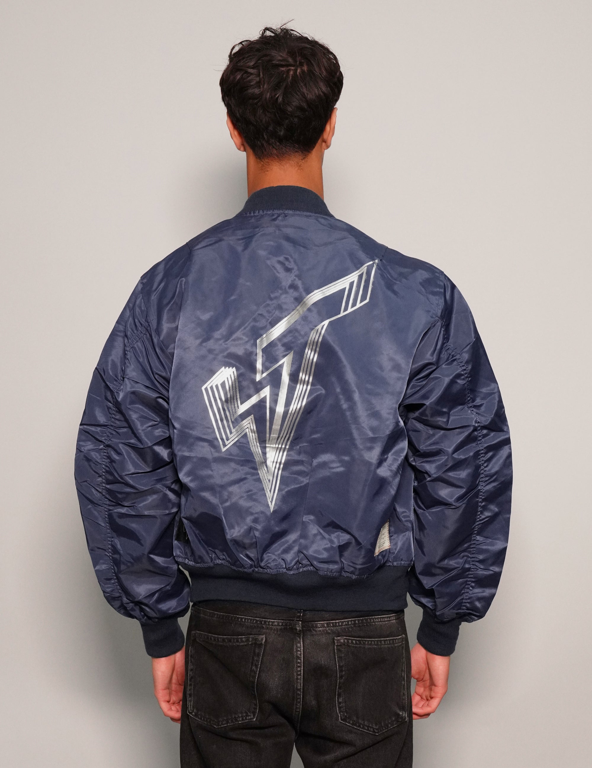 Men's Vintage Lightweight Bomber Jacket in Navy Blue | Stuart Trevor