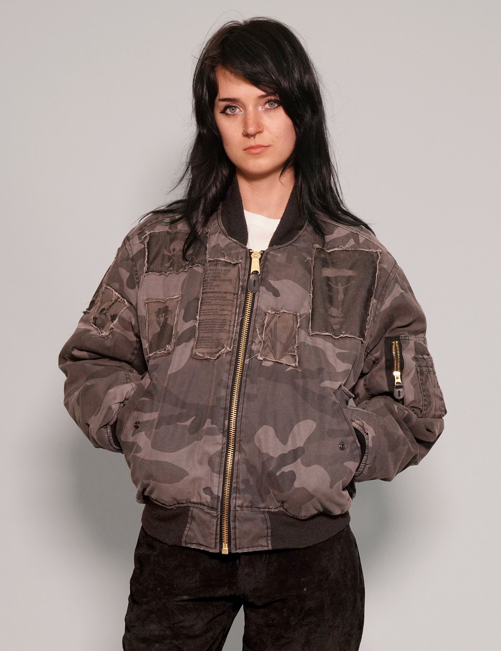 MA 1 Patched Bomber in Grey Camo