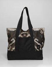 ST Tote Bag – Geometrischer Baumwoll-Jacquard in Braun