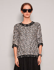 Women's Vintage Sequin Top in Black and White | Stuart Trevor