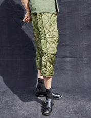 Button Quilted Cropped Trousers