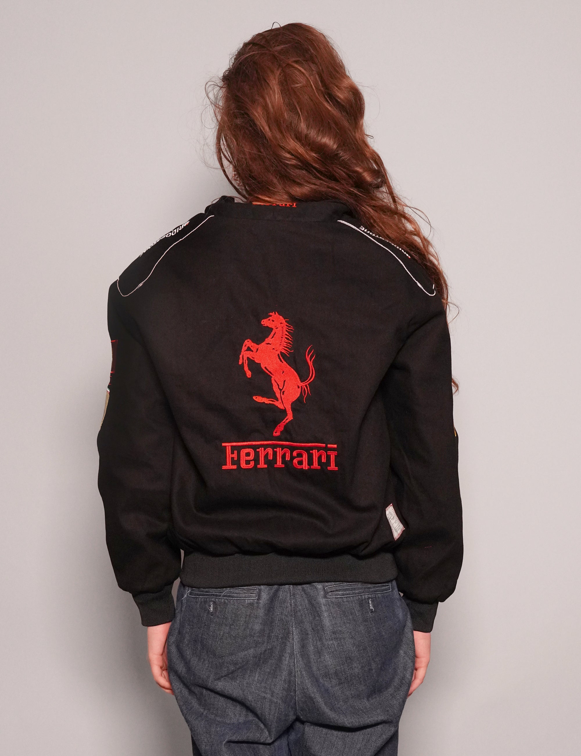 Women's Vintage Ferrari Racing Jacket in Black | Stuart Trevor
