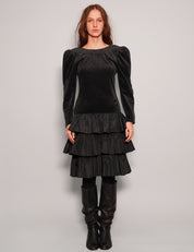 Women's Vintage Velvet Mini Dress in Black | Stuart Trevor