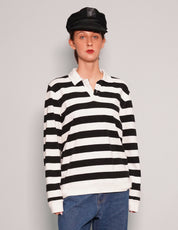 Women's Vintage Rugby Shirt with Black and White Stripes | Stuart Trevor