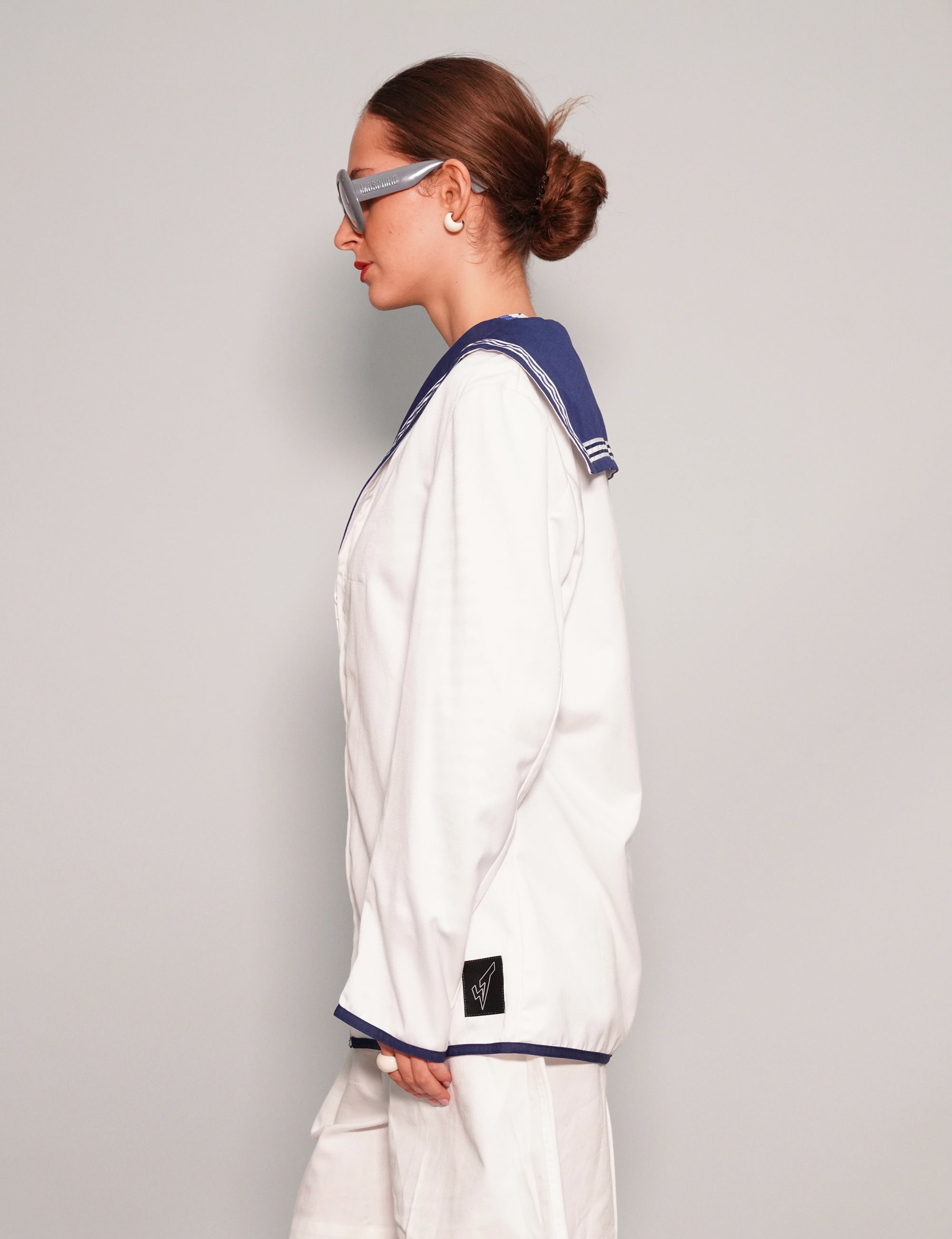 Women's Vintage Royal Navy Sailor Shirt in White | Stuart Trevor
