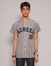 Men's Vintage Striped Baseball Jersey in Grey | Stuart Trevor