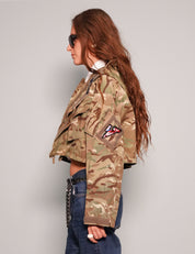 Women's Vintage Army Cropped Smock Jacket in Camo | Stuart Trevor