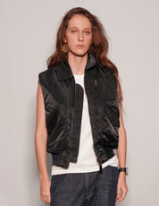 Women's Vintage Lightweight Bomber Gilet Jacket in Black | Stuart Trevor