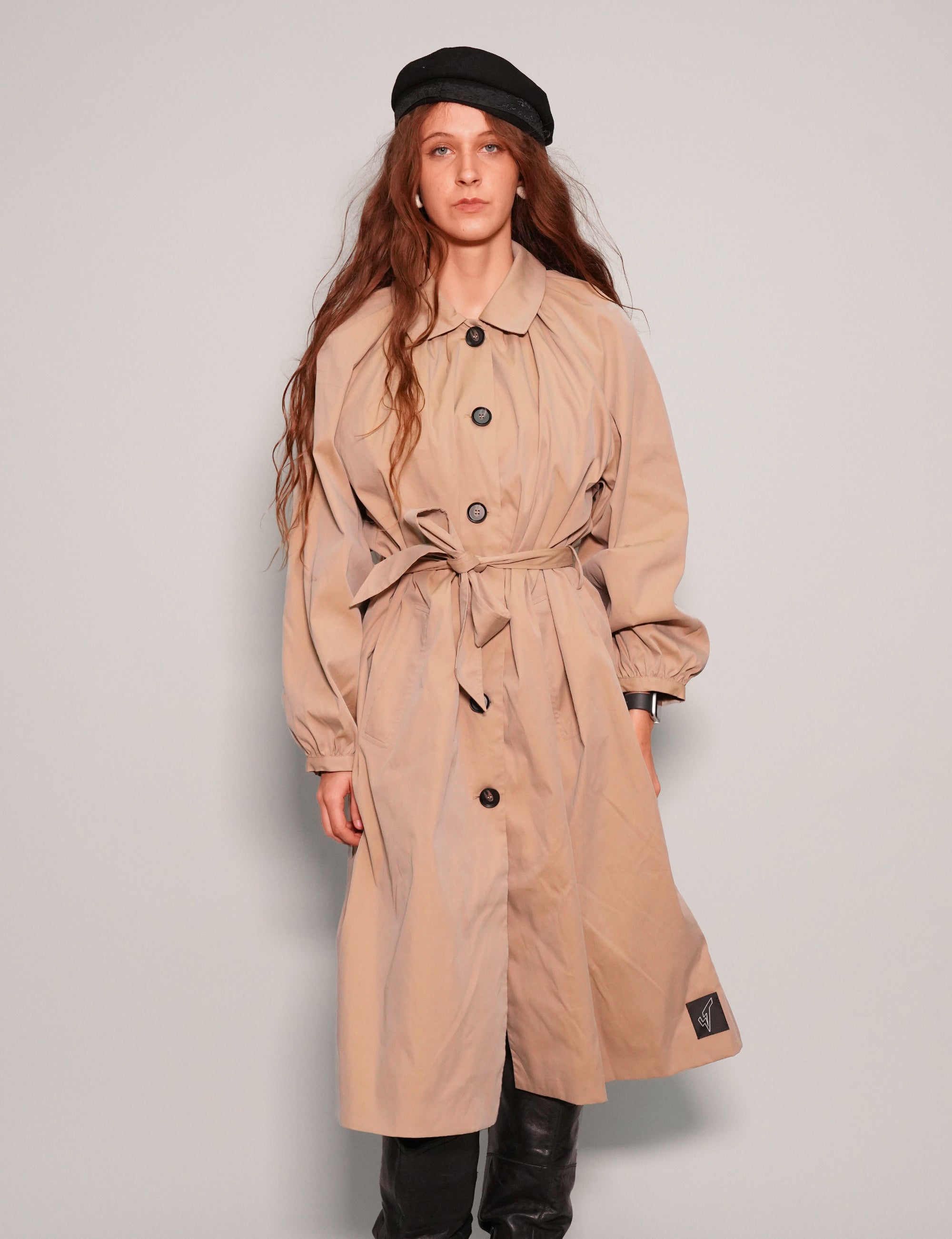 Women's Belted Mac Trench Coat in Beige | Stuart Trevor