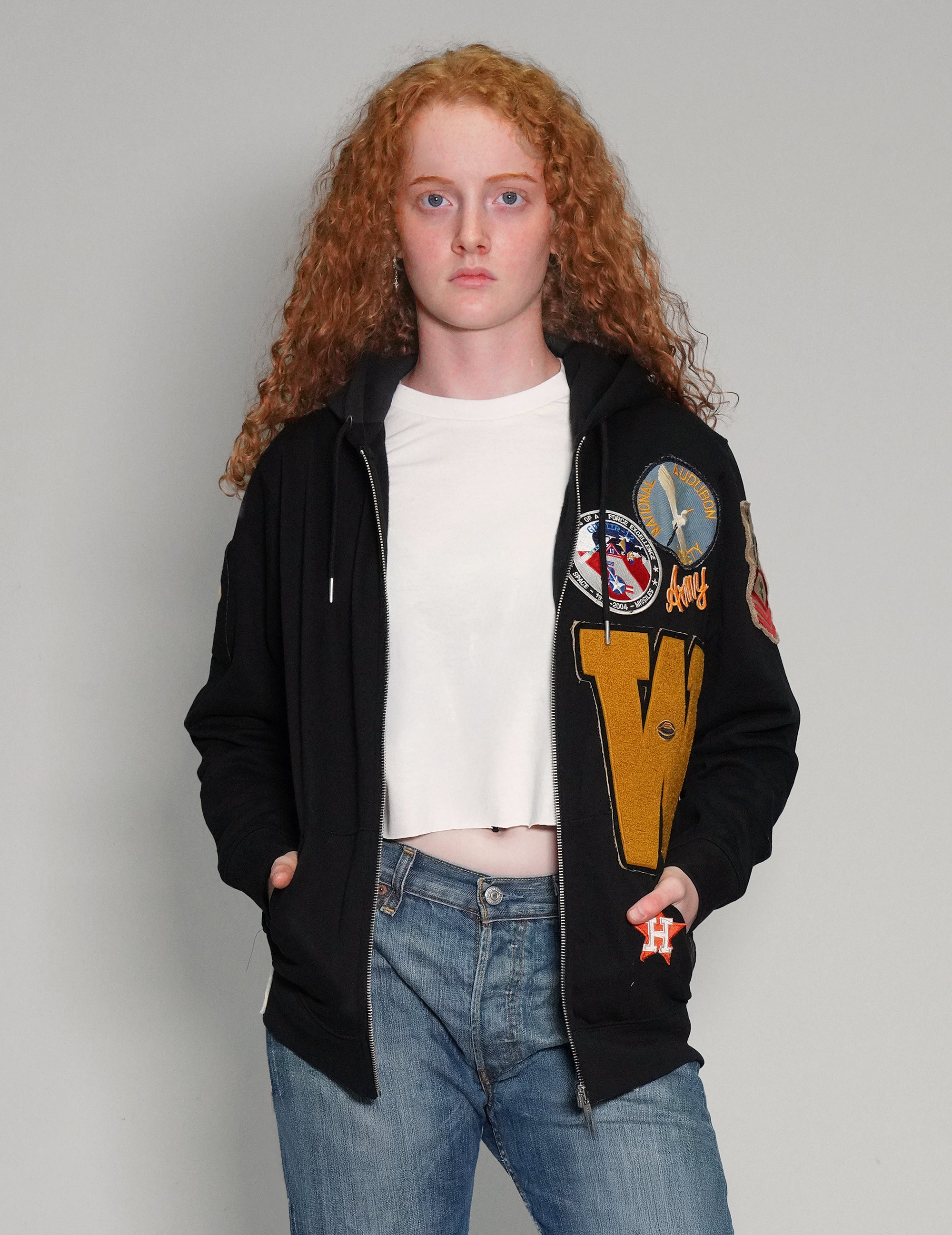 LIMITED EDITION Patched Zip Hoodie in Black