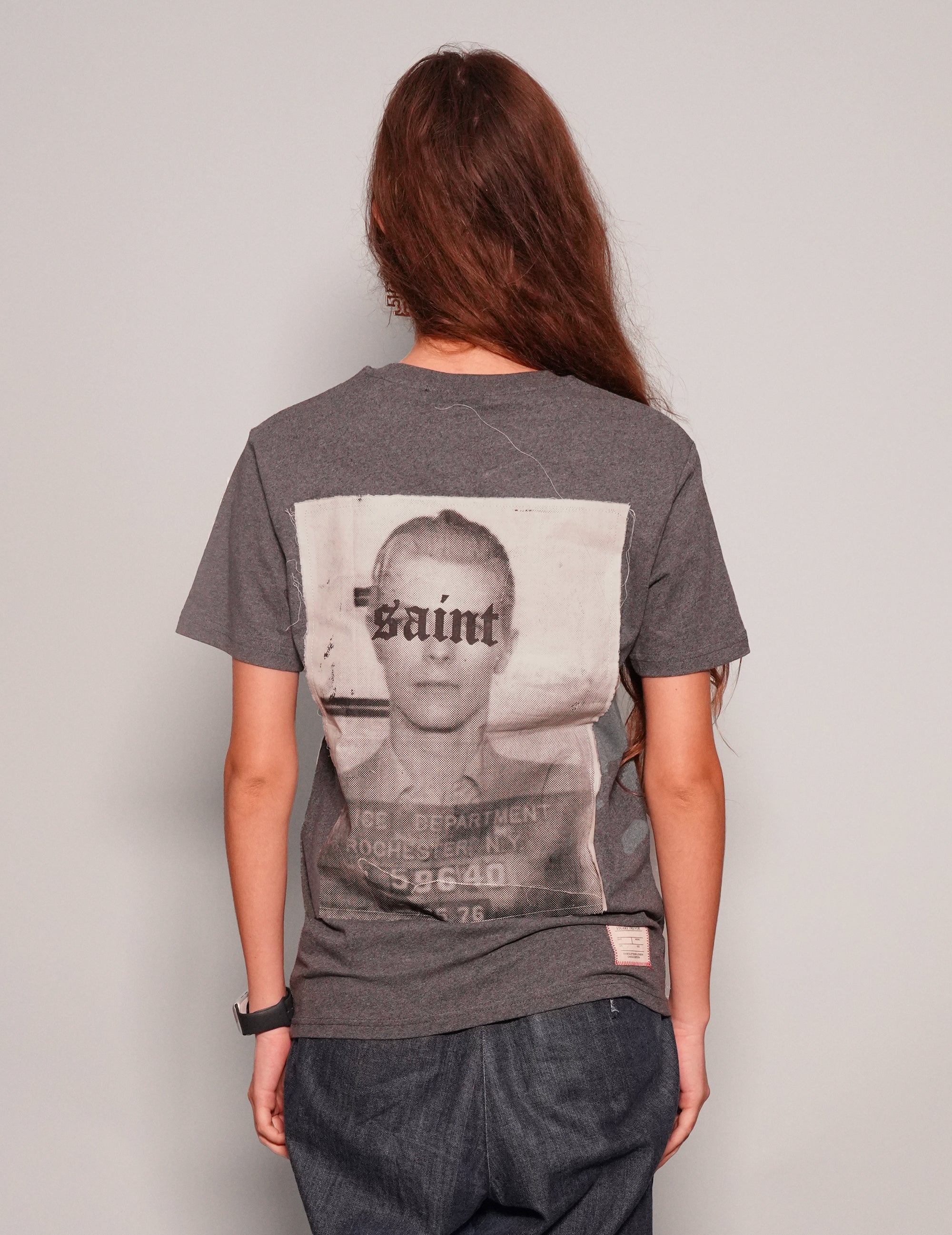 Women's Grey Graphic T-Shirt with David Bowie Patches | Stuart Trevor