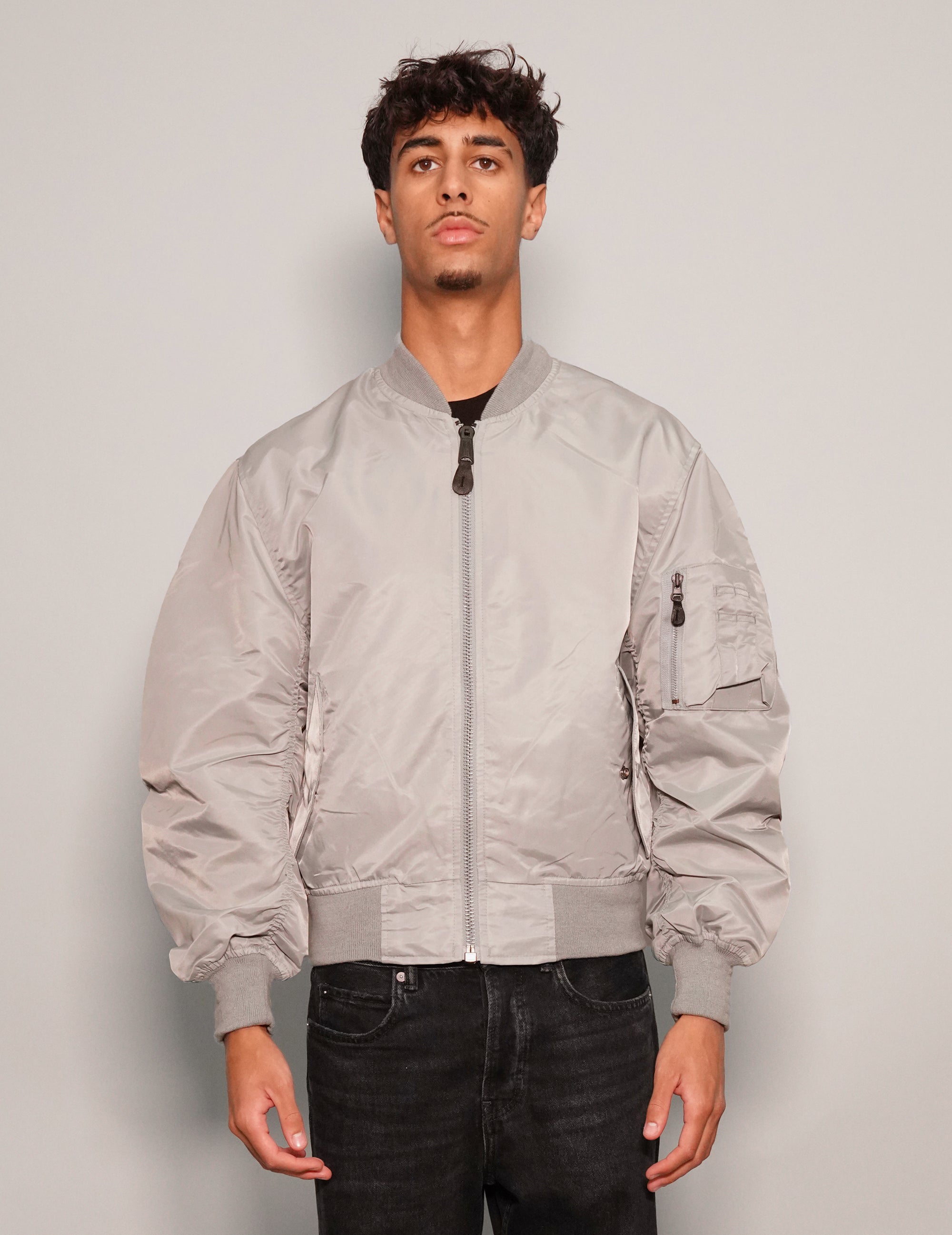 Men's Vintage Lightweight Bomber Jacket in Light Grey | Stuart Trevor