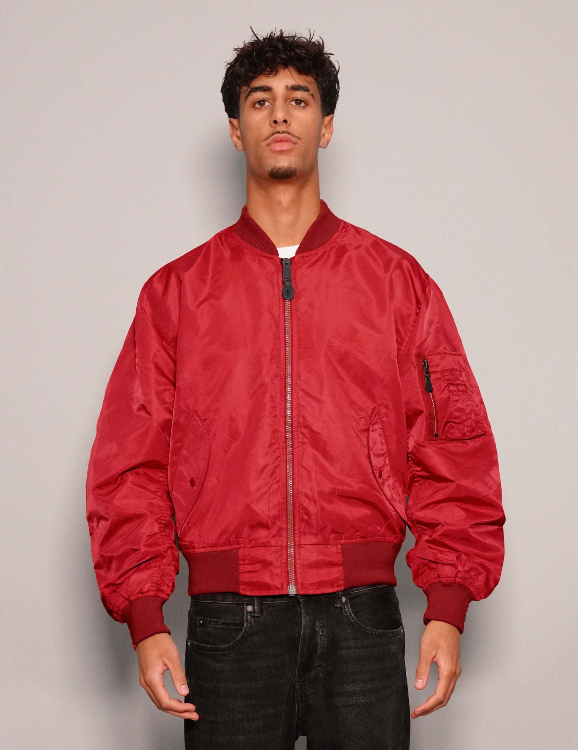 Men's Vintage Lightweight Bomber Jacket in Red | Stuart Trevor