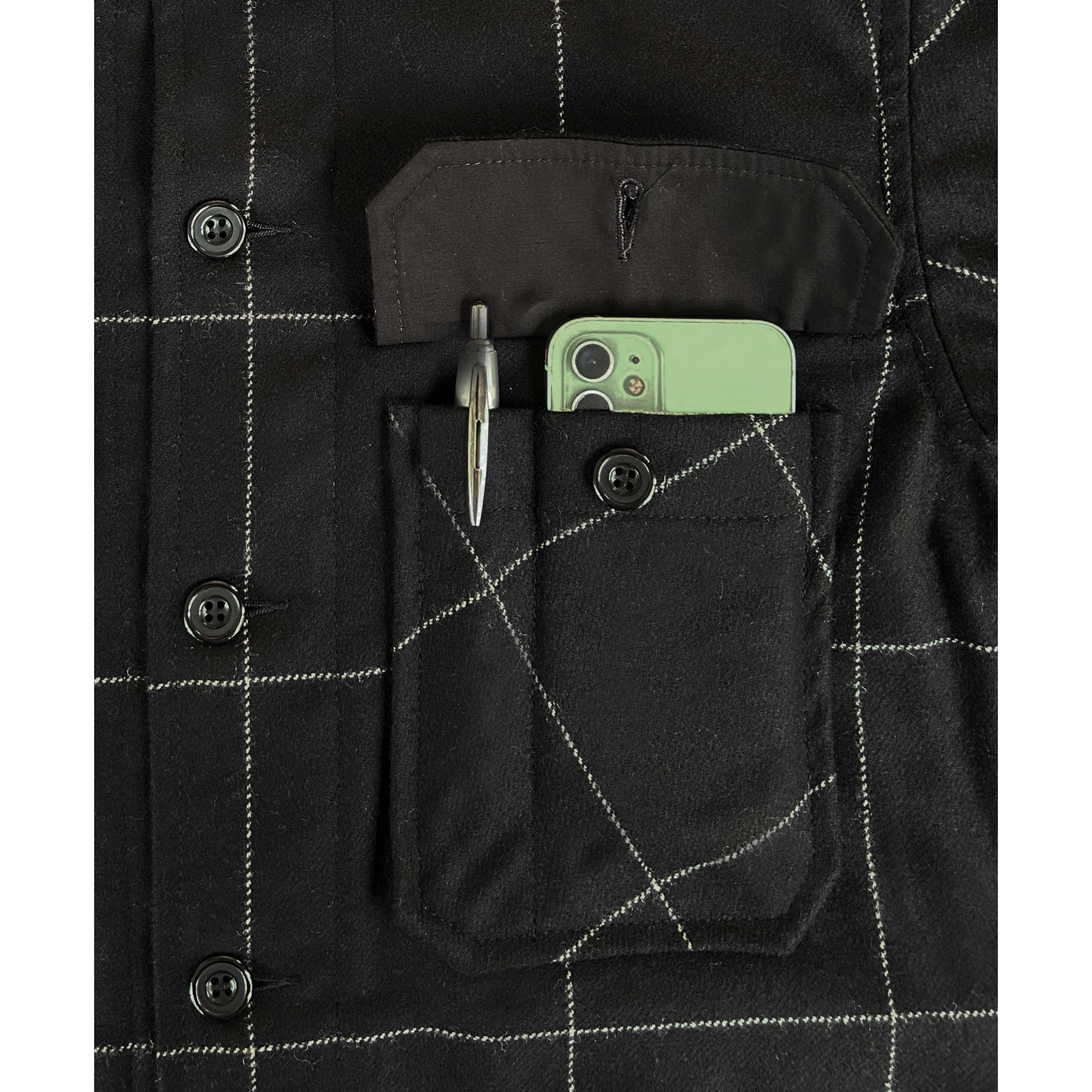Wool Workshirt in Black Window Pane