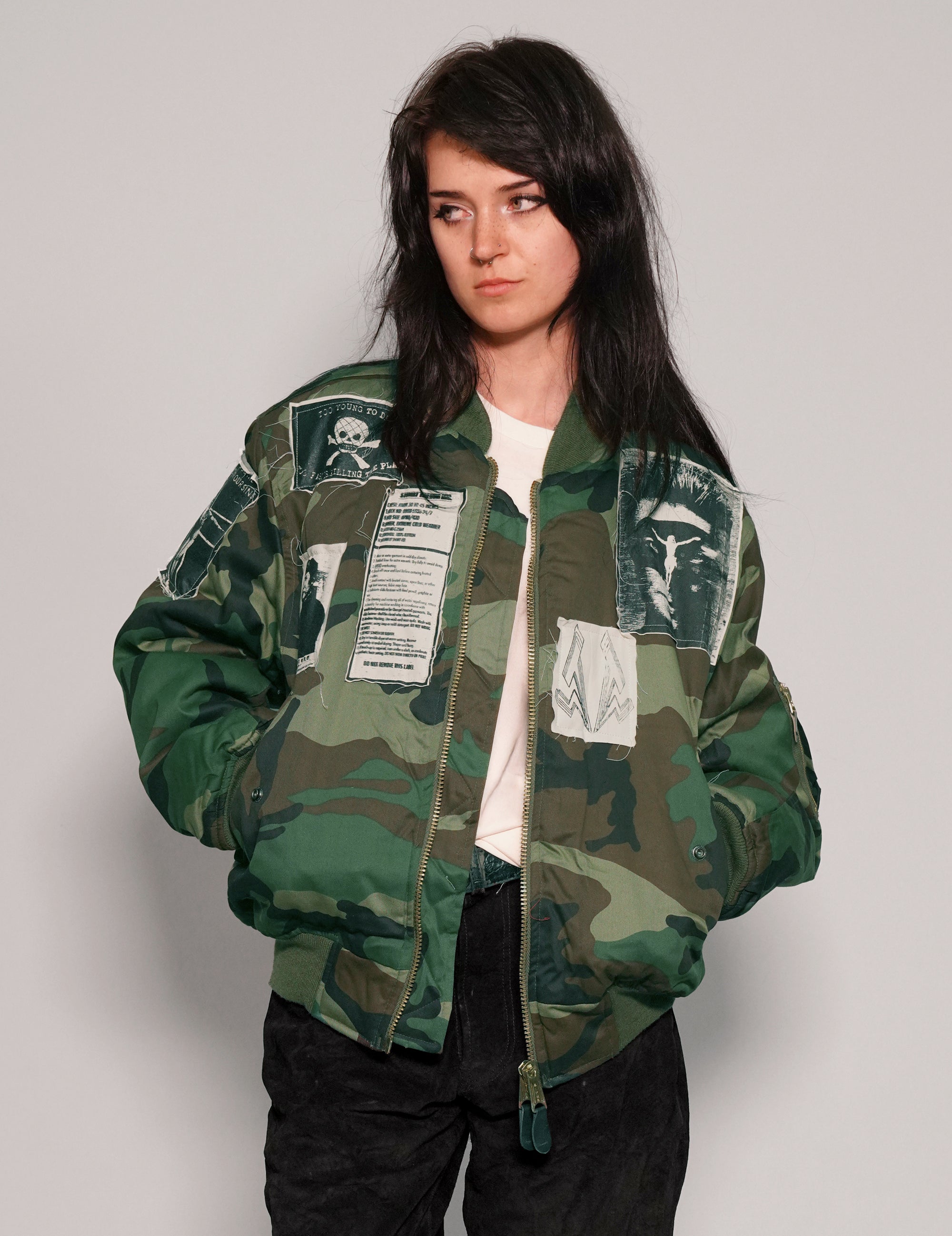 Bomberjacke Camouflage Damen Jacken Bomberjacke Mit Patches Für