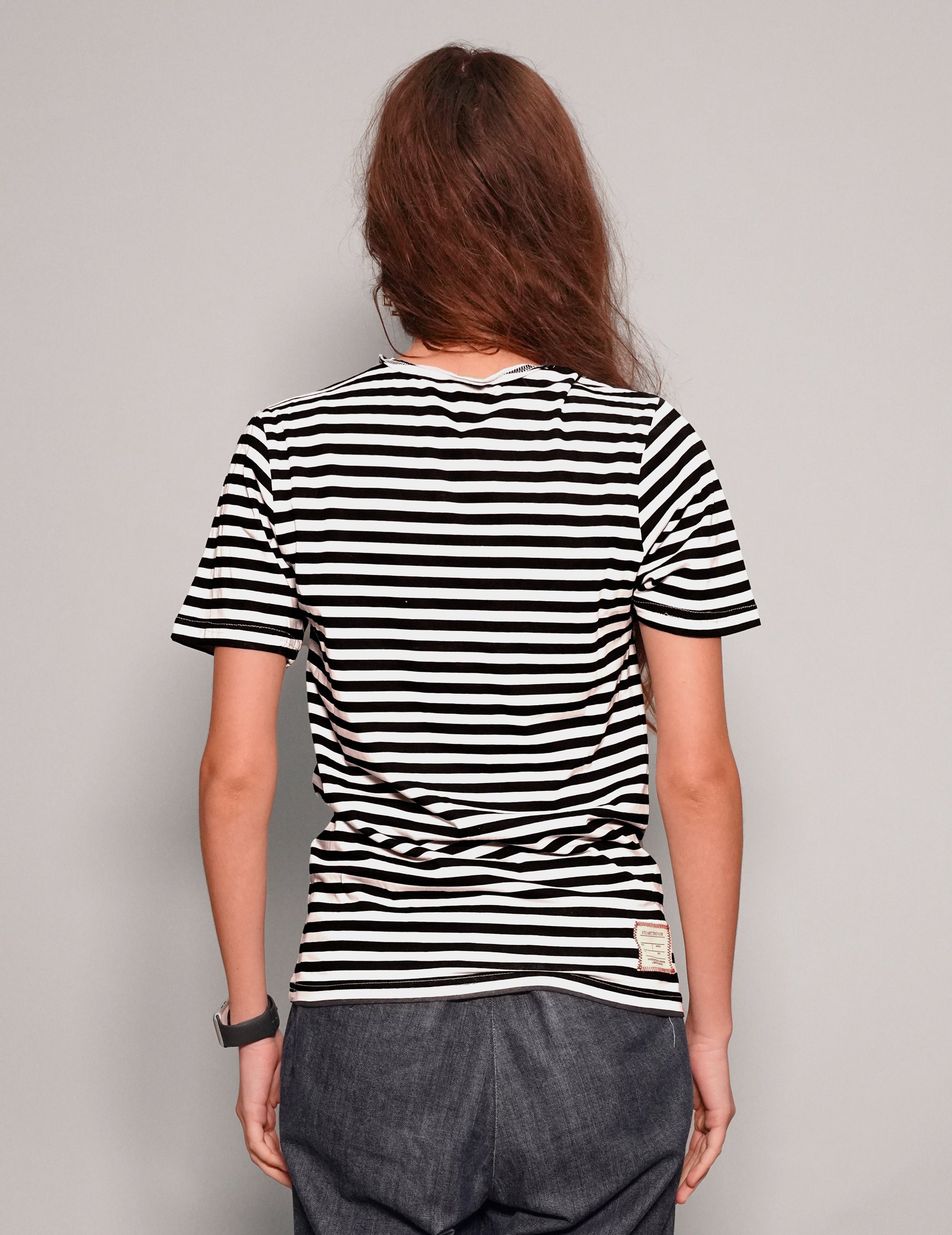 Women's Vintage Black Striped T-Shirt | Stuart Trevor