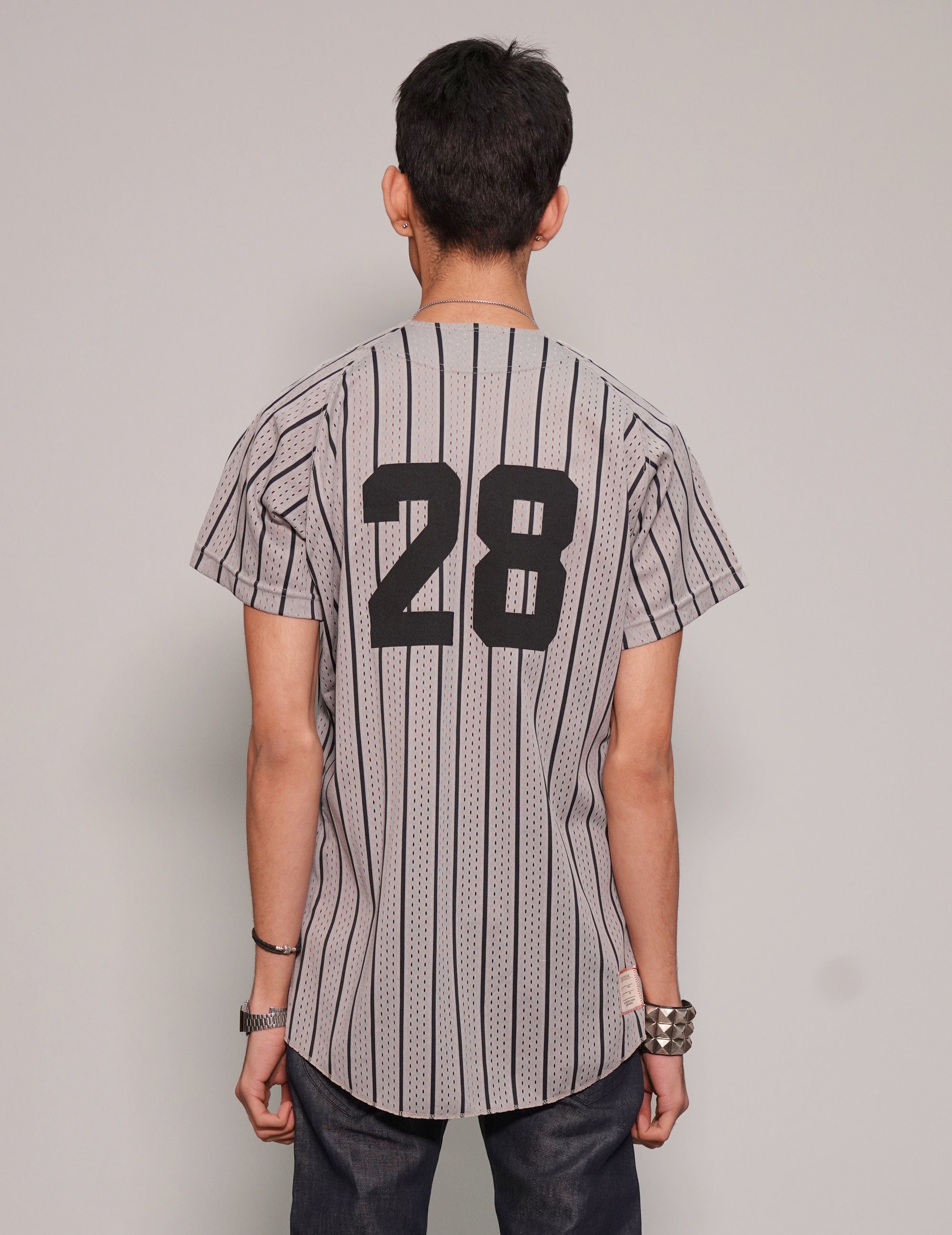 Men's Vintage Striped Baseball Jersey in Grey | Stuart Trevor