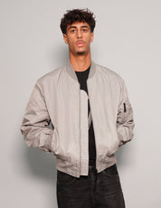 Men's Vintage Lightweight Bomber Jacket in Light Grey | Stuart Trevor