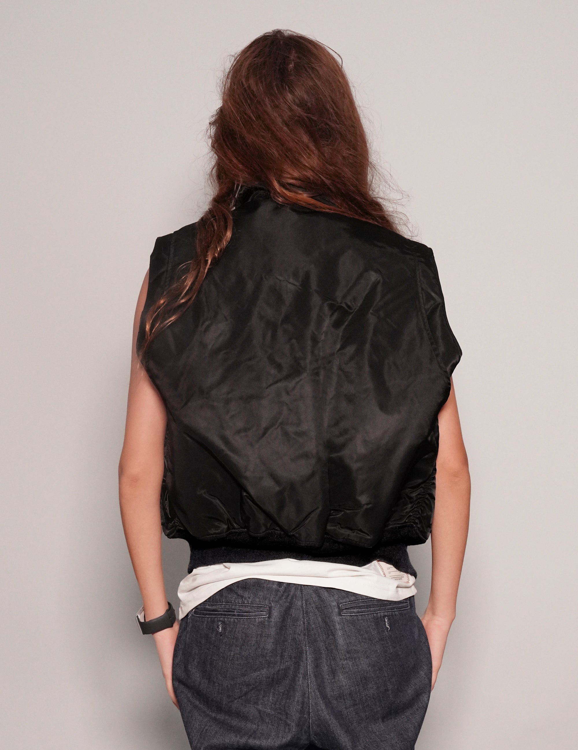 Women's Vintage Lightweight Bomber Gilet Jacket in Black | Stuart Trevor
