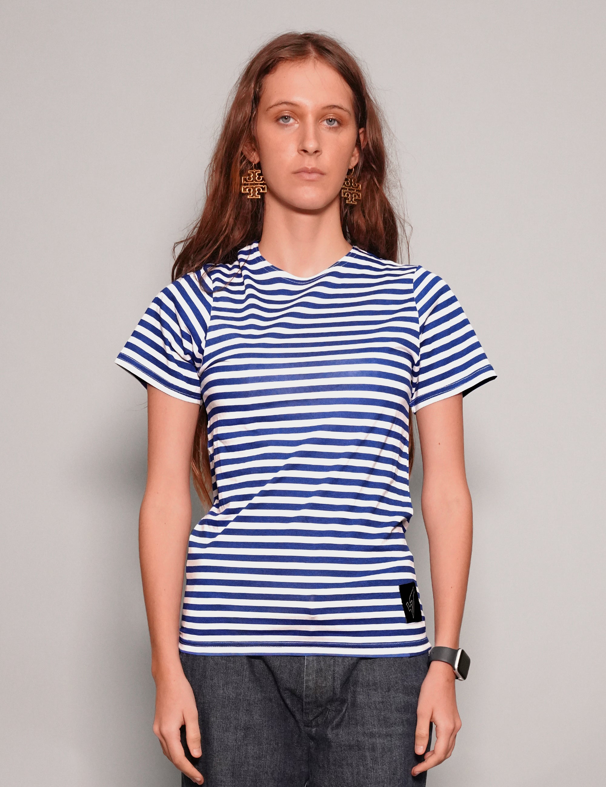Women's Vintage Blue Striped T-Shirt | Stuart Trevor