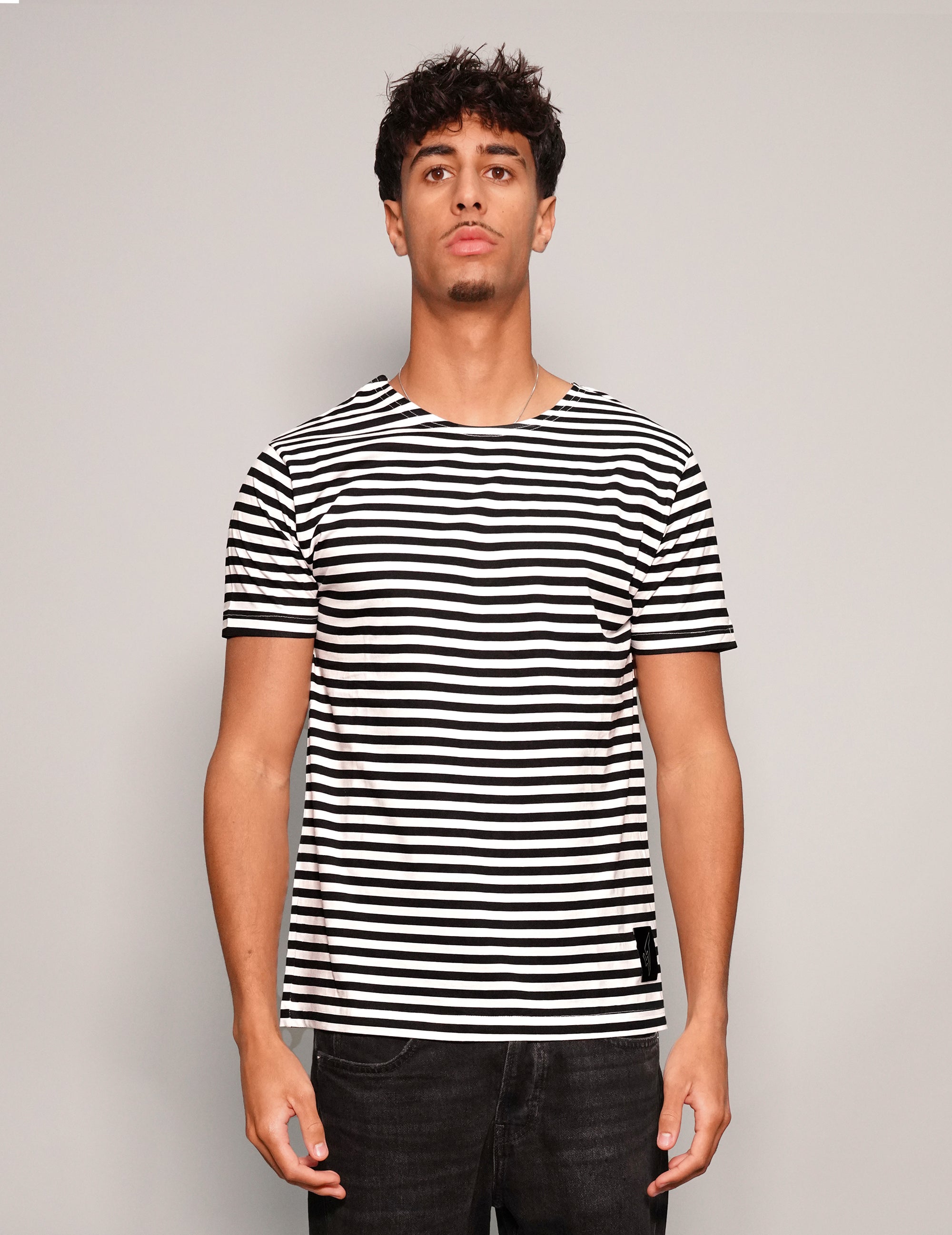 Men's Vintage Black Striped T-Shirt | Stuart Trevor