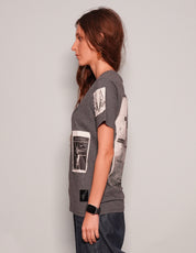 Women's Grey Graphic T-Shirt with David Bowie Patches | Stuart Trevor