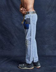Distressed Knee Shibori-style Jeans