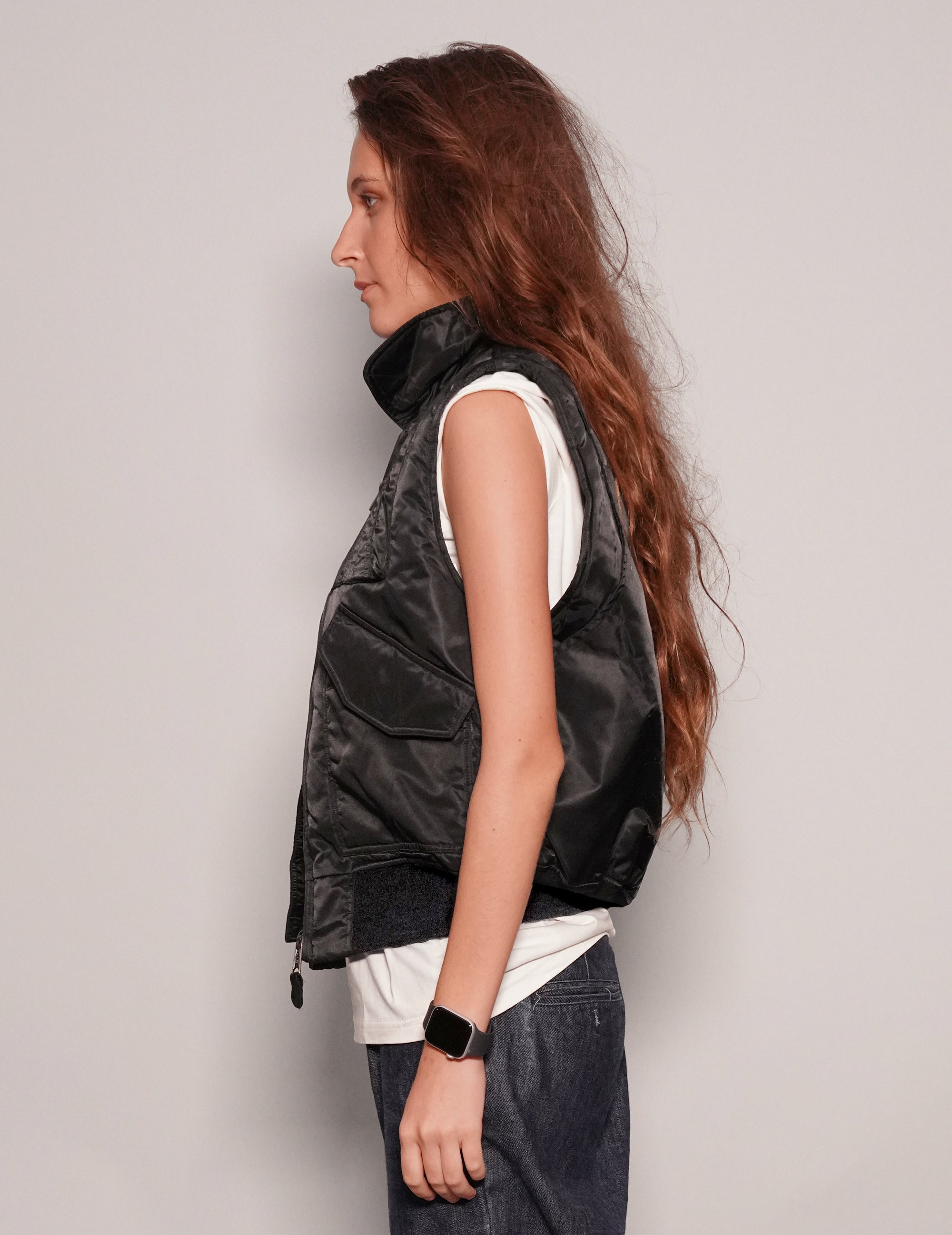 Women's Vintage Lightweight Bomber Gilet Jacket in Black | Stuart Trevor