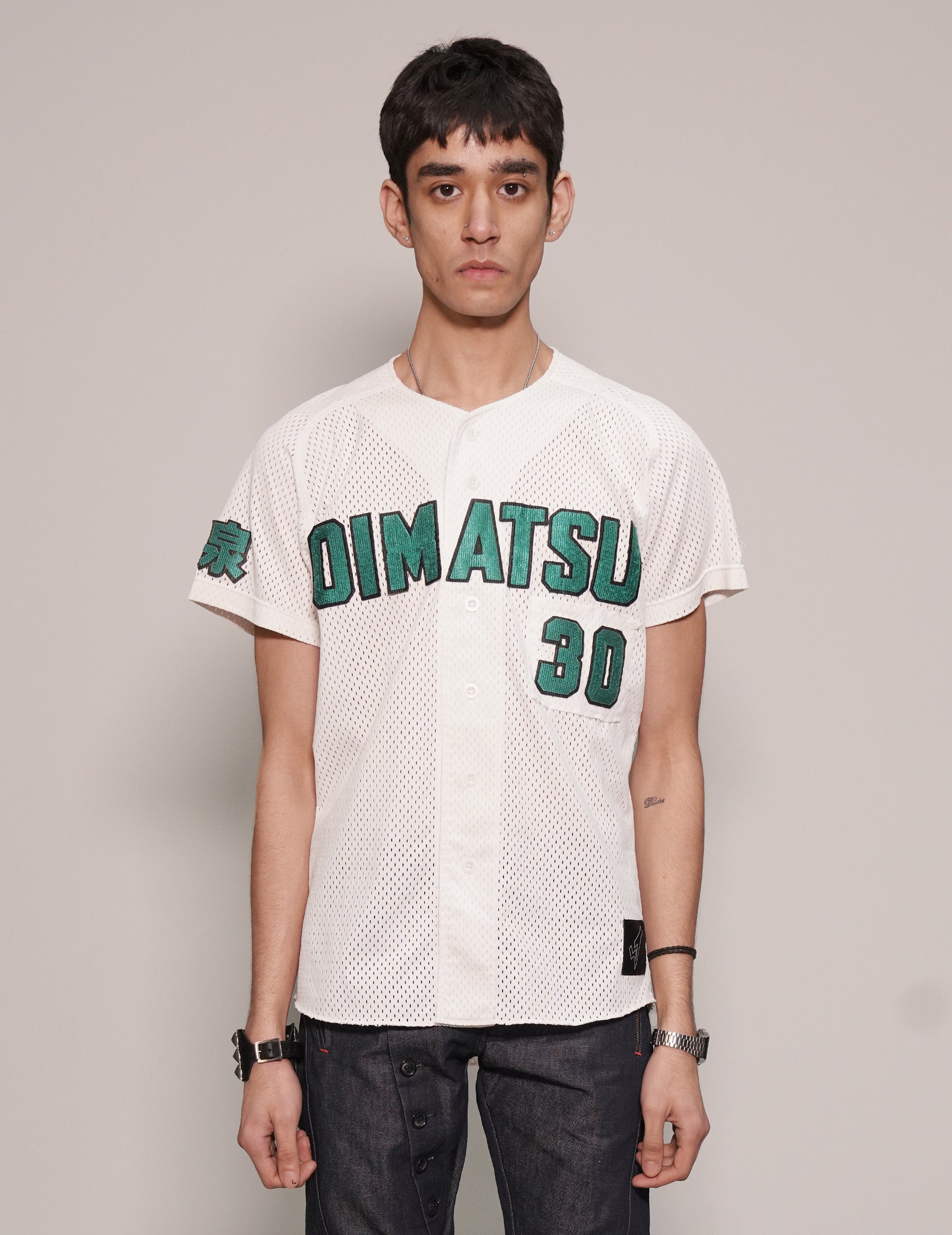 Men's Vintage Japanese Baseball Jersey in White | Stuart Trevor