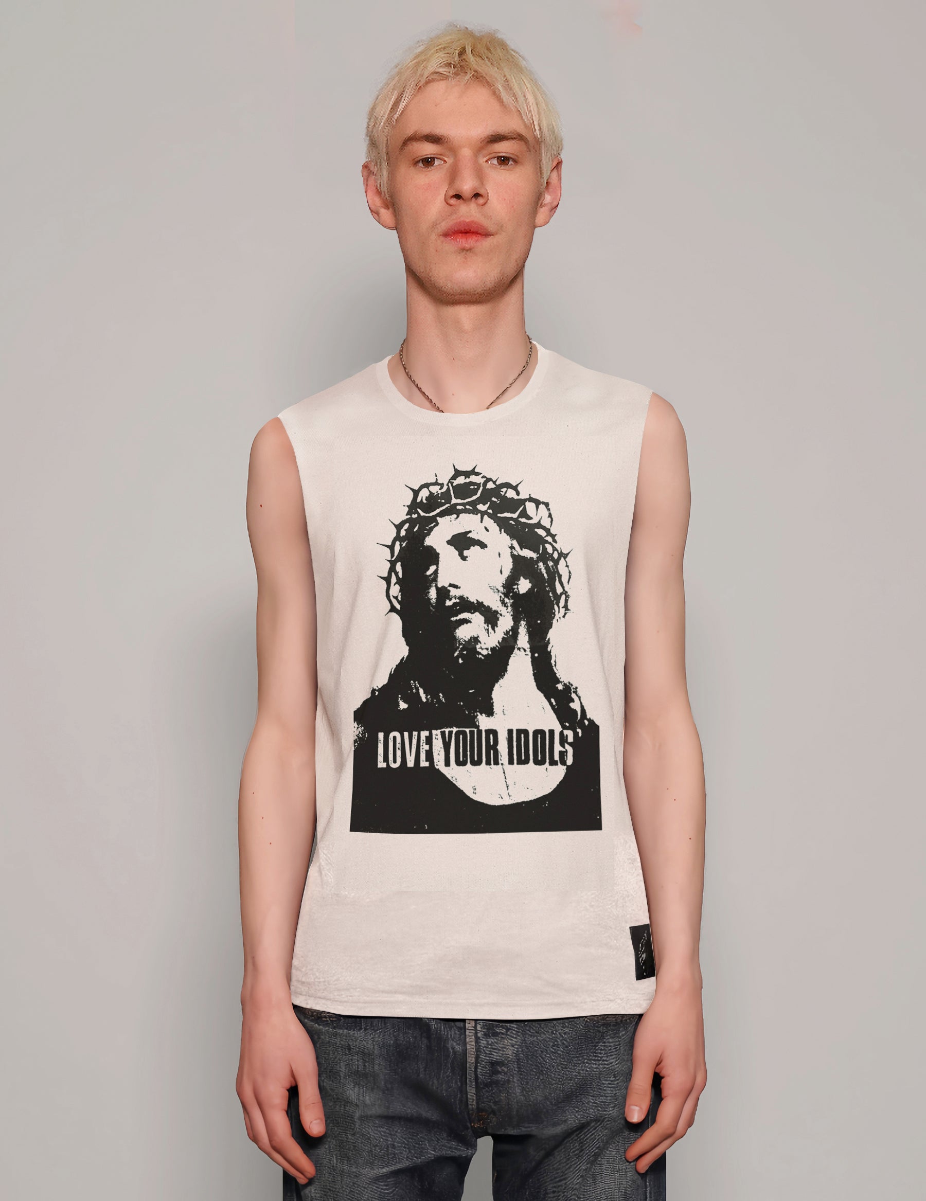 Men's Graphic T-Shirt Vest with Guns N' Roses Print in White | Stuart Trevor