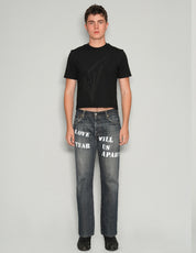 Men's Vintage Jeans with Graphic Print in Dark Blue | Stuart Trevor