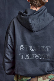 Women's Black Hoodie with Black Logo Print | Stuart Trevor