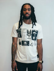 T-Shirt with Printed Patches in Ecru