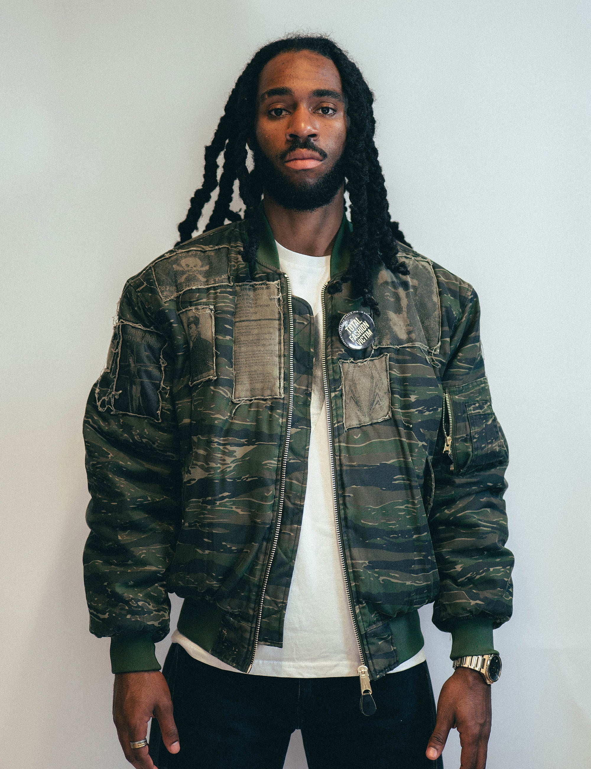 Mens MA-1 Patched Bomber Jacket in Tiger Camo – Stuart Trevor