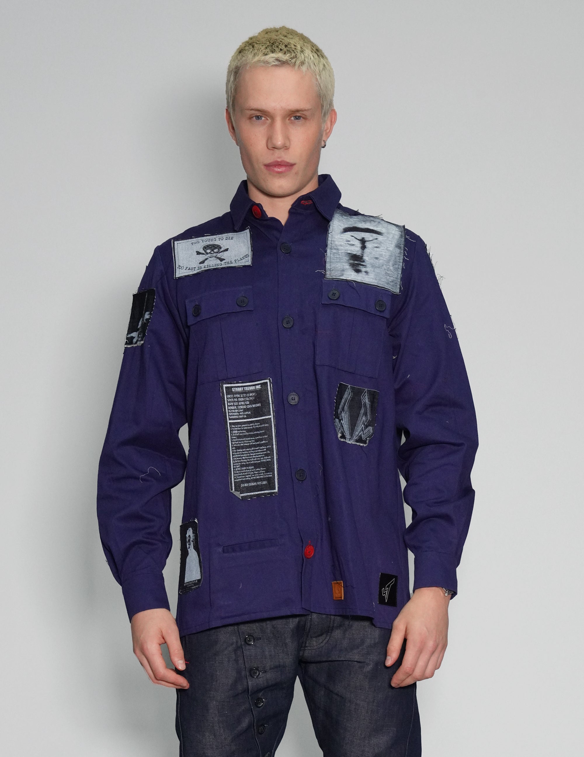 Patched Workshirt in French Blue