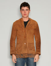 Men's Vintage Suede Fringe Jacket in Brown | Stuart Trevor