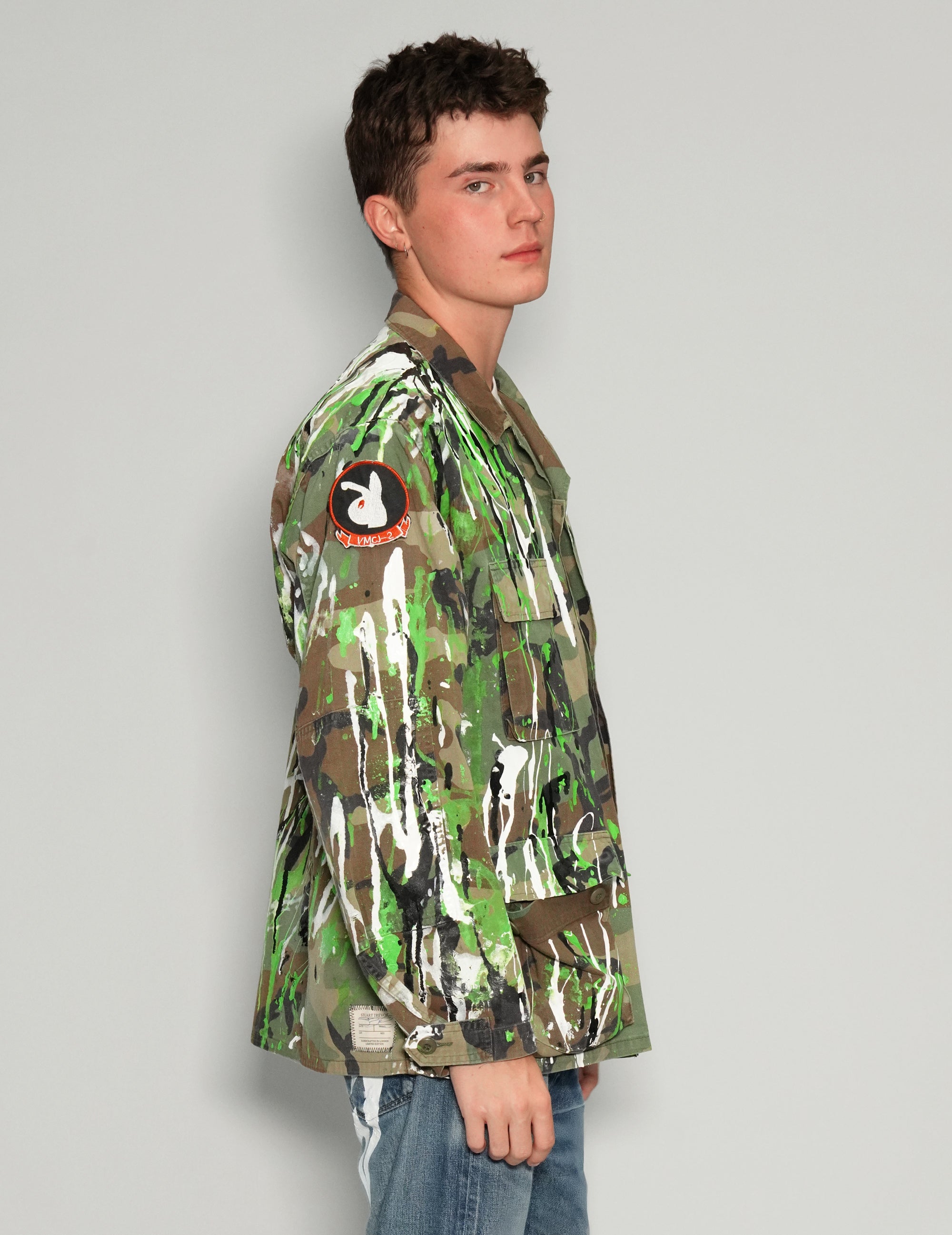 Splatter Painted Jacket in Khaki