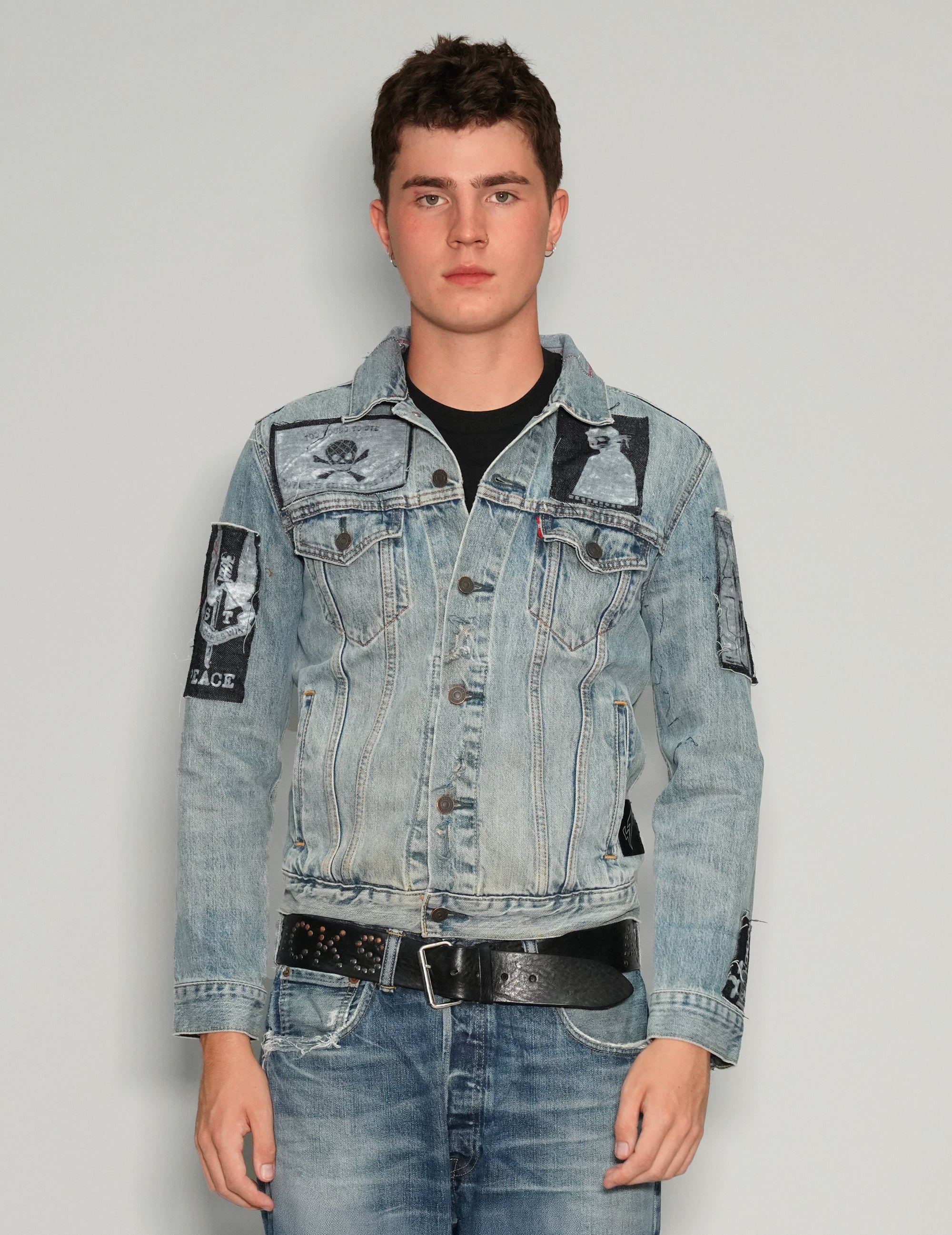 Men's Vintage Levi's Blue Denim Jacket with Patches | Stuart Trevor